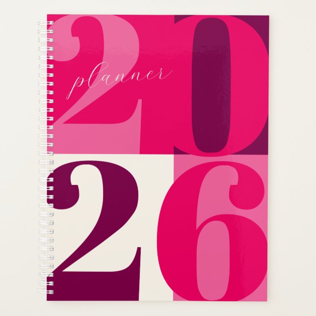 Rosa Bold Year Color Block Planer (Vorderseite)