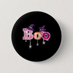 Rosa Boo Spider Owl Beängstigendes Halloween Kostü Button