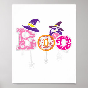 Rosa Boo Spider Owl Beängstigendes Halloween Kostü Poster
