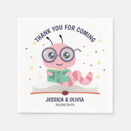 Rosa Bookworm-Thema Serviette