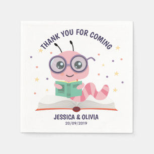 Rosa Bookworm-Thema Serviette