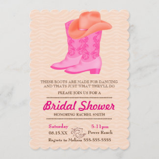 Rosa Boot Cowgirl Country Bridal Dusche Einladung