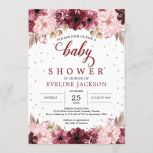 Rosa Bordeaux-Bordeaux-Girl-Dusche Einladung