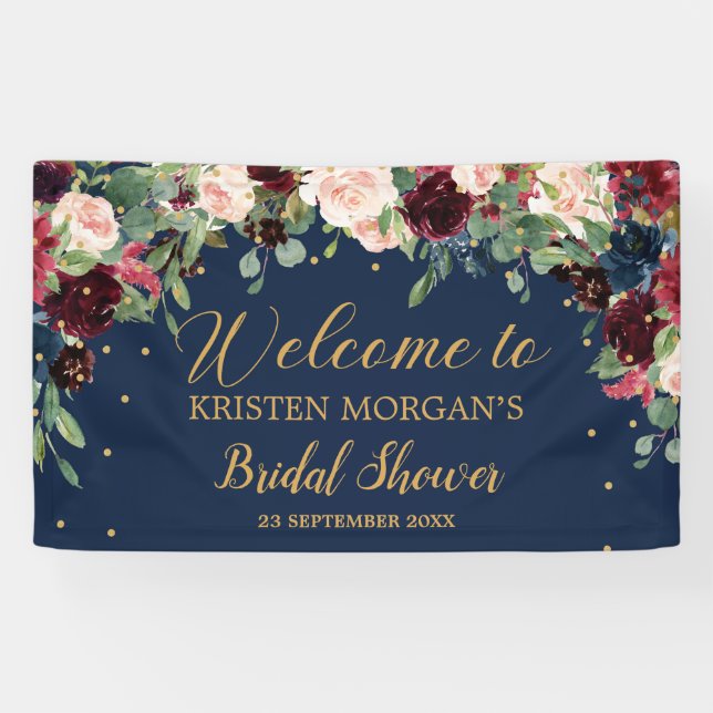 Rosa-Bordeaux-Brautparty Banner (Horizontal)