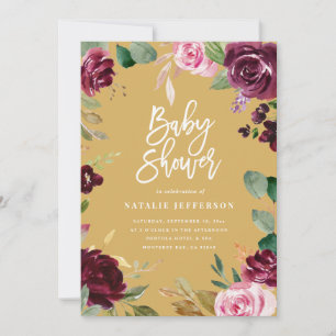 Rosa, Bordeaux, + Feigenfarbenfloral und Skript