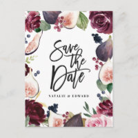 Rosa, Bordeaux und Feigenblumen Save the Date