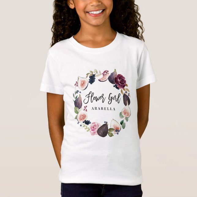 Rosa, Bordeaux und Feigenblütenmädchen Blume T-Shirt (Vorderseite)