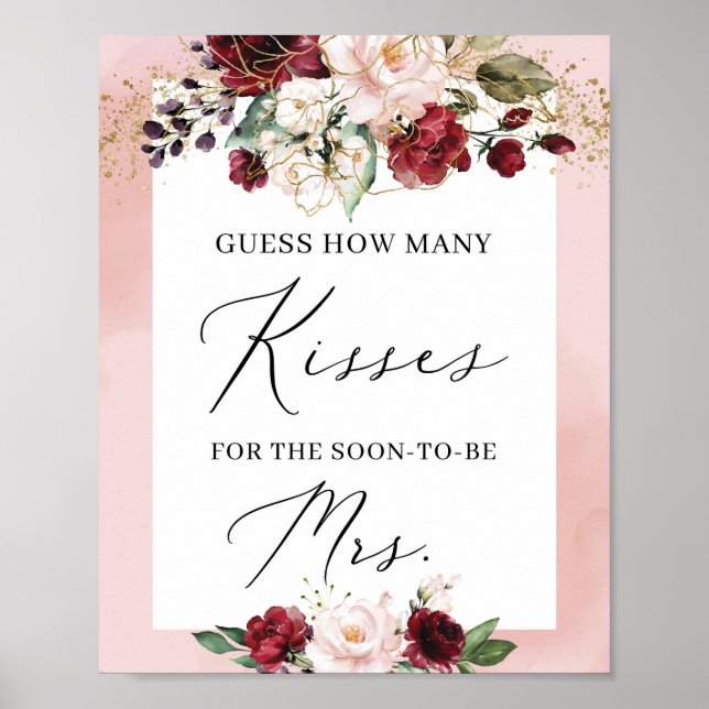 Rosa bordeauxfarbene Blüte wie viele Küsse Zeichen Poster (Vorne)