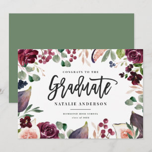 Rosa bordeauxfarbene Graduiertenkarte