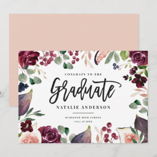 Rosa bordeauxfarbene Graduiertenkarte