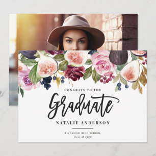 Rosa bordeauxfarbenes Foto Absolventen Glückwünsch