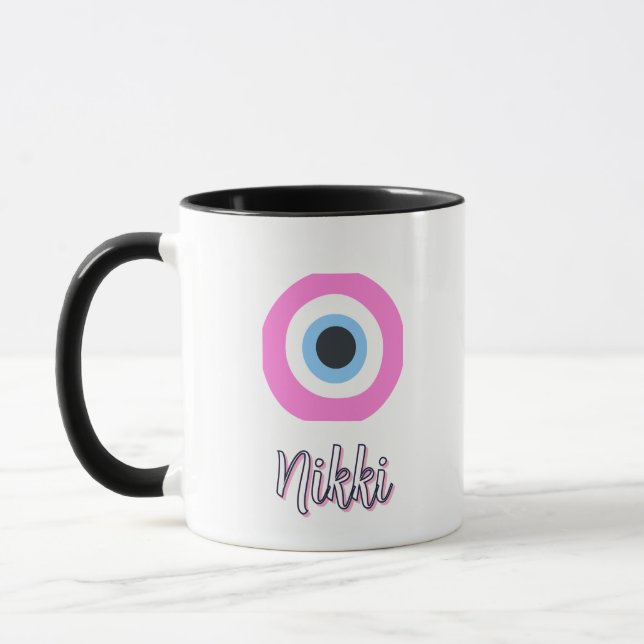 rosa böser Blick Tasse || anpassbar  (Links)