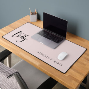 Rosa Boss Lady Logo Personalisiert Schreibtischunterlage