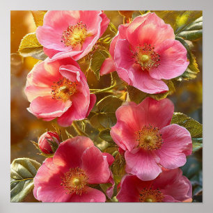 Rosa botanische Heimdekoration für Schlafzimmer, W Poster
