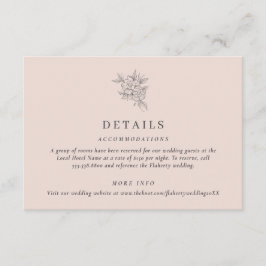 Rosa Botanische Hochzeitdetails Begleitkarte