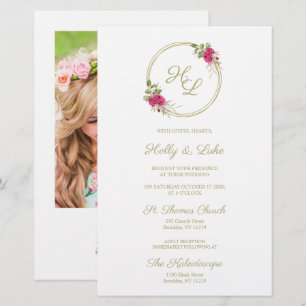Rosa Botanische Initialen Elegantes Wreath Wedding