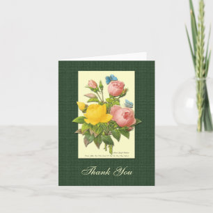 Rosa Botanische Rosen Dankeskarten in Pink Gelb Dankeskarte