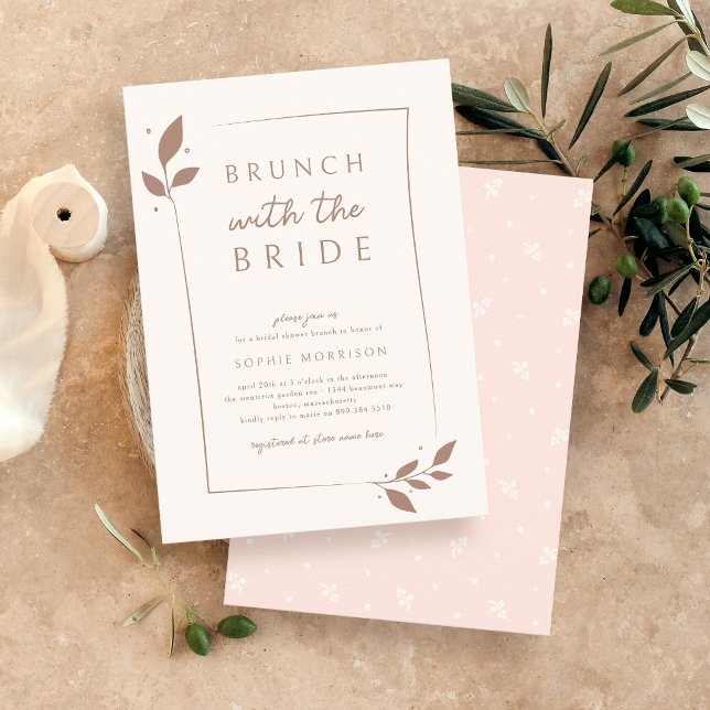Rosa Botanischer Brunch mit Bride-Brautparty Einladung (Von Creator hochgeladen)