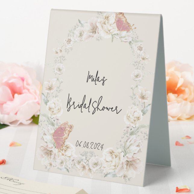 rosa botanisches Brautparty Tischaufsteller (In Situ (Hochzeit))