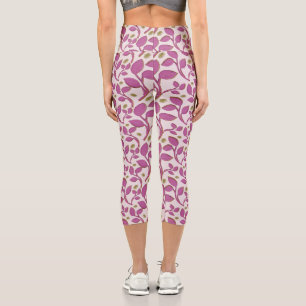 Rosa botanisches Rebenmuster Elegantes Blumenbla Capri Leggings