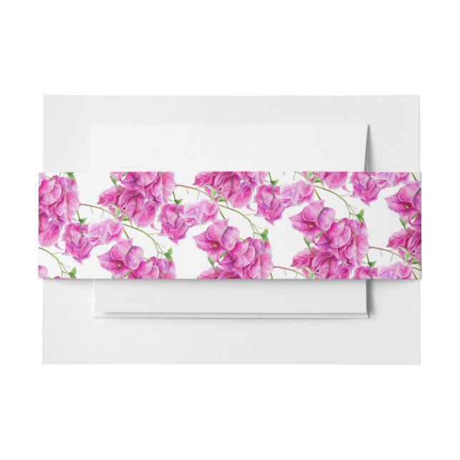Rosa Bougainvillea botanische Aquarellfarbe gemust Einladungsbanderole (Vorderseite Beispiel)