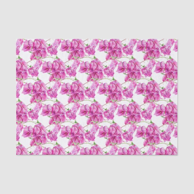 Rosa Bougainvillea botanisches Aquarellmuster Seidenpapier (Vorderseite)