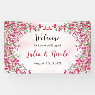 Rosa Bougainvillea Tropischer Wald Hochzeit Banner