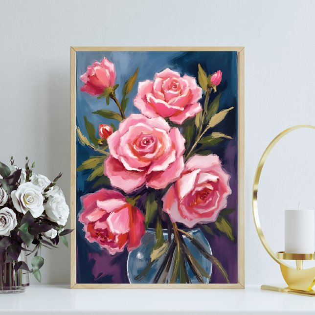 Rosa Bouquet in Rosa Hauch gemalt Poster (Von Creator hochgeladen)