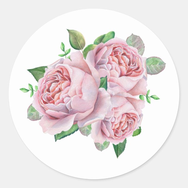 Rosa Bouquet Vintag Runder Aufkleber (Vorderseite)