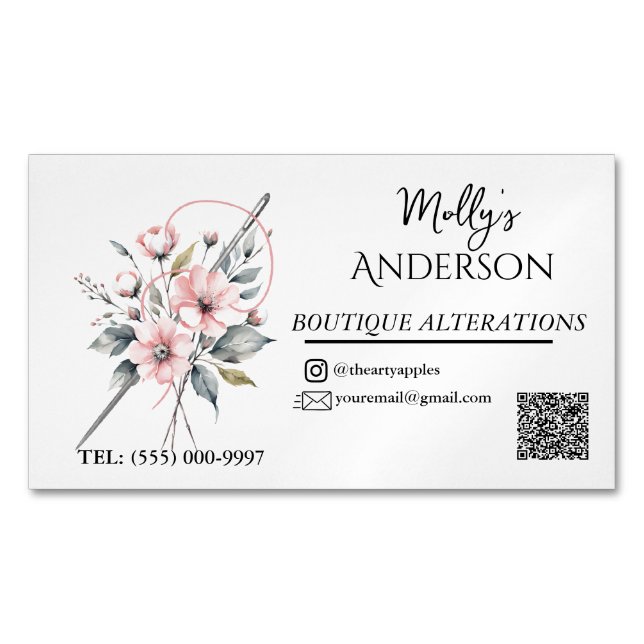 Rosa Boutique Nähen und Veränderungen Magnetische Visitenkarte (Vorderseite)