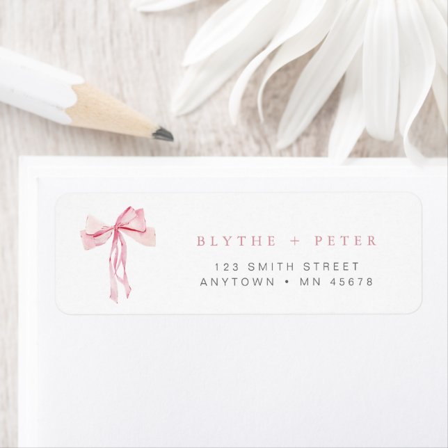 Rosa Bow Address Label Blush Ribbon Coquette Girl (Insitu)