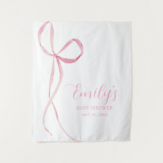 Rosa Bow Babydusche Stoffschild Hintergrund Wandteppich
