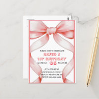 Rosa Bow Birthday Einladung, Girl Pink Geburtstag