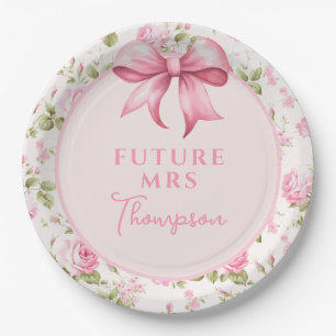 Rosa Bow Coquette Brautparty   Frau Future Pappteller