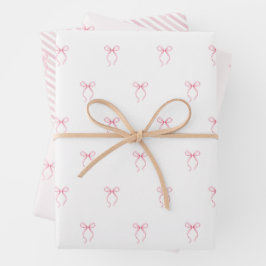Rosa Bow Geschenkpapier Set