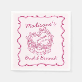 Rosa Bow Retro Herz Coquette Kuchen Bridal Brunch Serviette