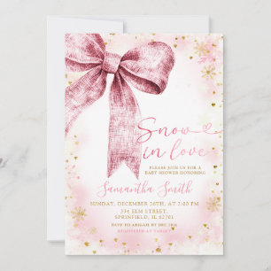 Rosa Bow Schnee in Liebe Babydusche gesprinklt Einladung