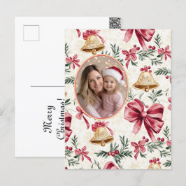 Rosa Bows Gold Bells Foto Postkarte