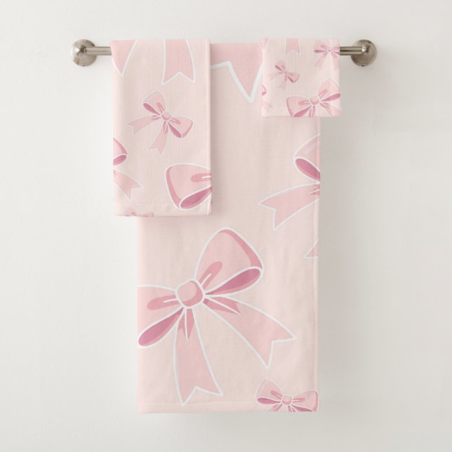 Rosa Bows Niedlich Coquette Hütte Chic Badhandtuch Set (Insitu)