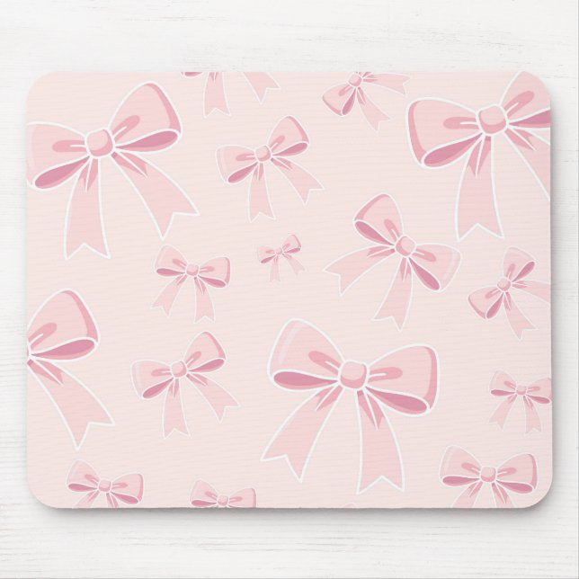 Rosa Bows Niedlich Coquette Hütte Chic Mousepad (Vorne)
