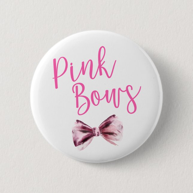 Rosa Bows Team Girl Gender Reveal Party Button (Vorderseite)