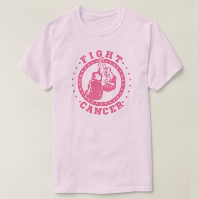 Rosa Boxhandschuh-Kampf-Krebs T-Shirt (Design vorne)