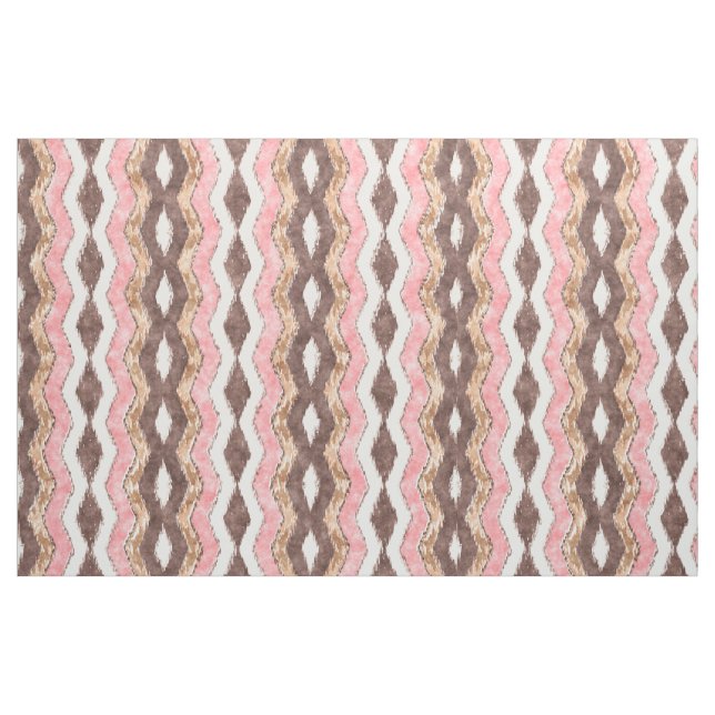 Rosa Braun Ikat Zigzag Mosaikmuster Stoff (Fat Quarter (45,7 x 55,9 cm))