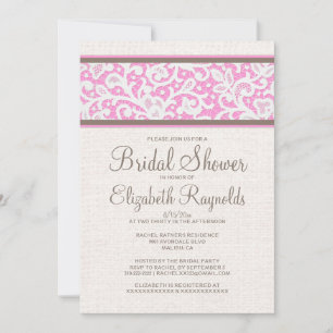 Rosa Braun Rustikales Linen Bridal Dusche Einladun Einladung