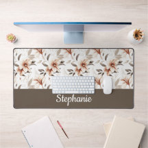 Rosa Braune Aquarell-Wildblumen-Monogramm-Name