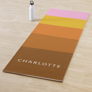 Rosa Braune Breite Abstrakte Streifen Personalisie Yogamatte