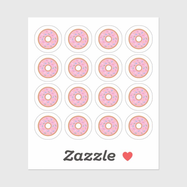 Rosa Braune Donuts Farbenfrohe Sprinklen Party Aufkleber (Blatt)