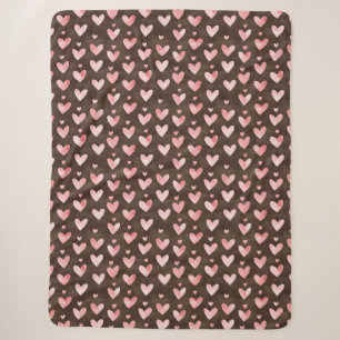 Rosa braune Herzen Sherpadecke
