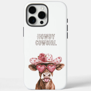 Rosa Braune Kakao Kuh Herzen Cowgirl iPhone 16 Pro Max Hülle