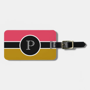 Rosa braune Monogramm Erstmalige Moderne Chic Trav Gepäckanhänger